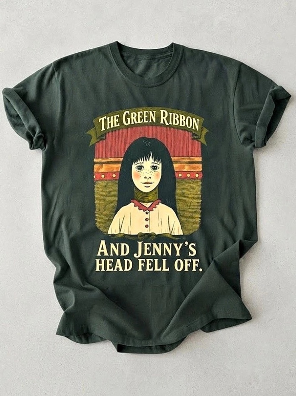 The Green Ribbon Creepy Story Quote Graphic Gildan T-Shirt